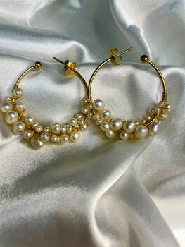 BRINCO FOLHEADO OURO PEROLA ARGOLA GD