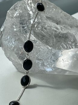 PULSEIRA DE PRATA E PEDRAS OVAIS