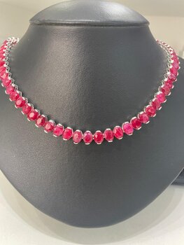 COLAR DE PRATA E RUBI INDIANO OVAIS