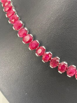 COLAR DE PRATA E RUBI INDIANO OVAIS