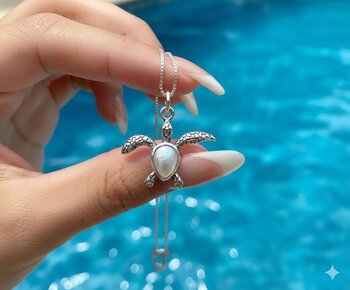 PINGENTE DE PRATA BOHO, TARTARUGA COM PÉROLA