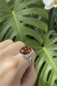 ANEL PRATA, ÂMBAR OVAL, REGULAVEL