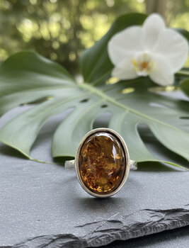 ANEL PRATA, ÂMBAR OVAL, REGULAVEL