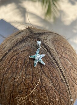 PINGENTE DE PRATA, ESTELA DO MAR, ABALONE MOSAICO