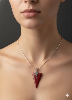 PINGENTE DE PRATA BOHO, SETA CORAL