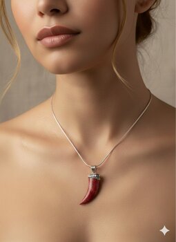 PINGENTE DE PRATA BOHO, PIMENTA EM CORAL