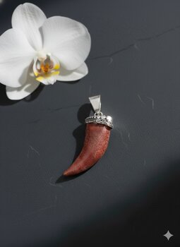 PINGENTE DE PRATA BOHO, PIMENTA EM CORAL