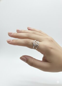 ANEL DE PRATA, TARTARUGA ESTILIZADA, VAZADA