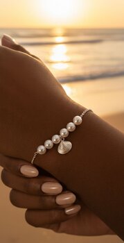 PULSEIRA PRATA, PEROLA E CONCHA