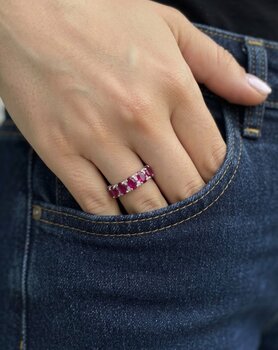 ANEL DE PRATA COM ZIRCONIAS ROSA NUMERAÇÃO 24