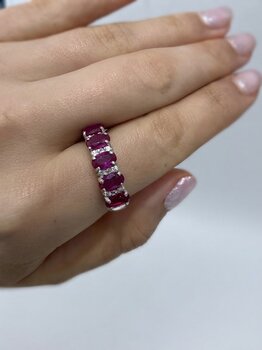 ANEL DE PRATA COM ZIRCONIAS ROSA NUMERAÇÃO 24